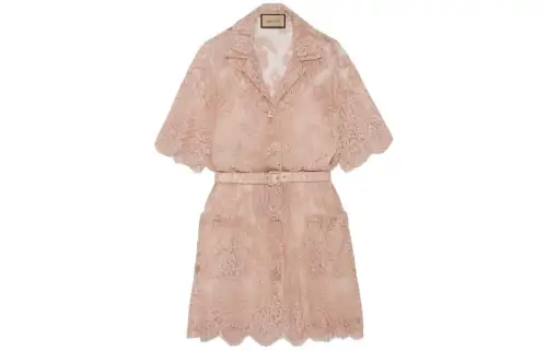 GUCCI SS23 Short Sleeved Dress Women's Pink