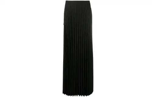 Vetements Casual Long Skirts Women's Black Long Pleated Skirt