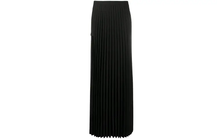 Vetements Casual Long Skirts Women's Black Long Pleated Skirt