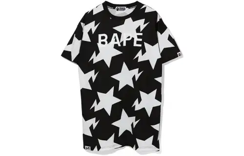 A BATHING APE Short Sleeved Dresses Women's Crew Neck Mid Length