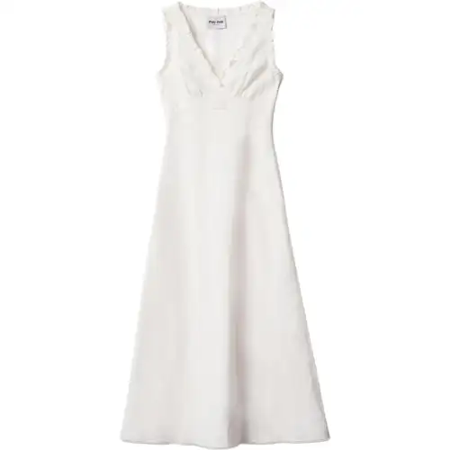 MIU MIU Long Slubbed Canvas Dress Sleeveless Dress Women's White