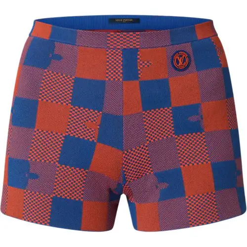 LOUIS VUITTON Pop Monogram Damier Knit Mini Shorts Casual Shorts Women's Blue
