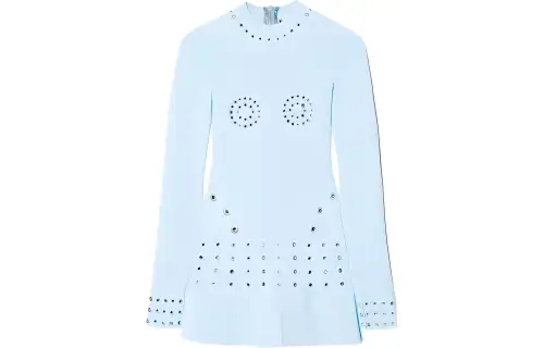 OFF-WHITE eyelet-embellished fitted minidress