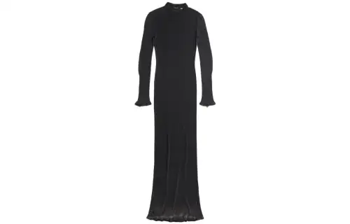 Balenciaga Long Sleeved Dresses Women's Black Crew Neck Moderate Long