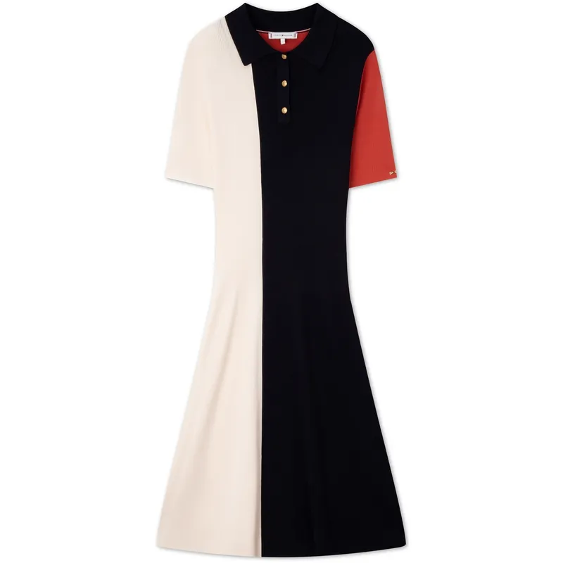 Tommy Hilfiger Short Sleeved Dress Women's Red White Black Multicolor