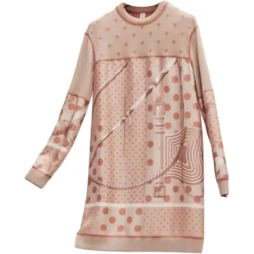 HERMES Long Sleeved Dress Women's Beige