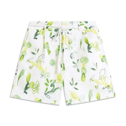 Li Ning Sports Trendy Collection Casual Shorts Women's Yellow Green All Over Print