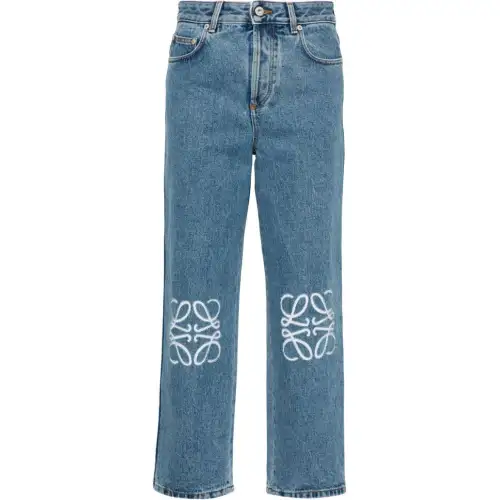 LOEWE Anagram Cropped Jeans In Denim Mid Blue