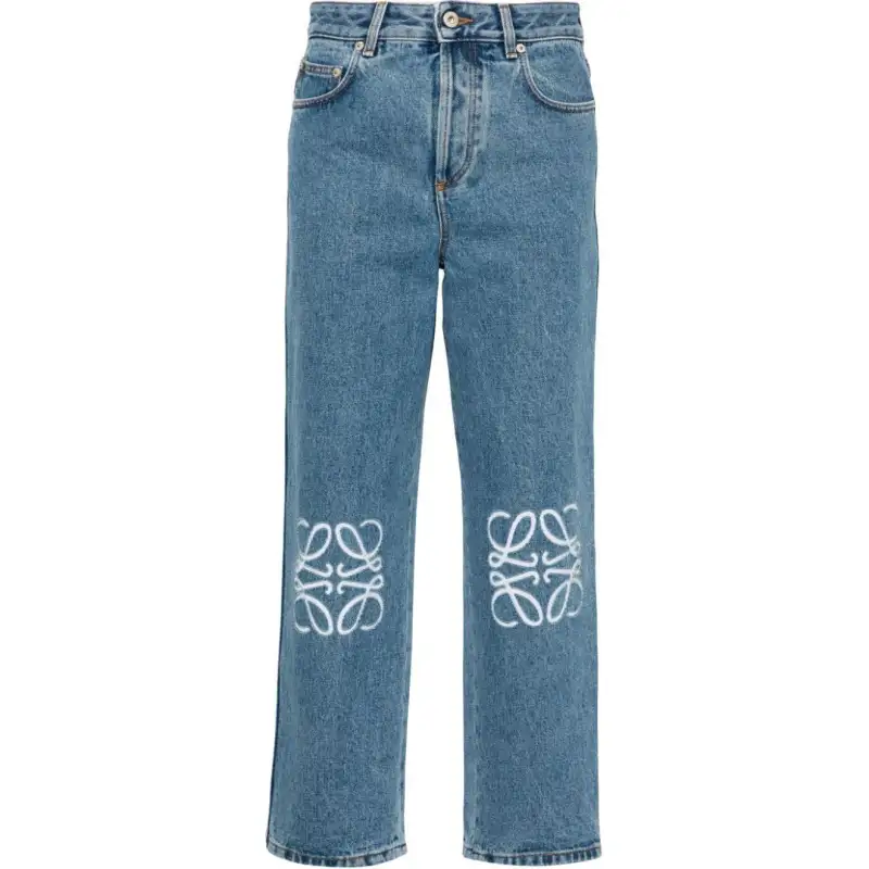 LOEWE Anagram Cropped Jeans In Denim Mid Blue