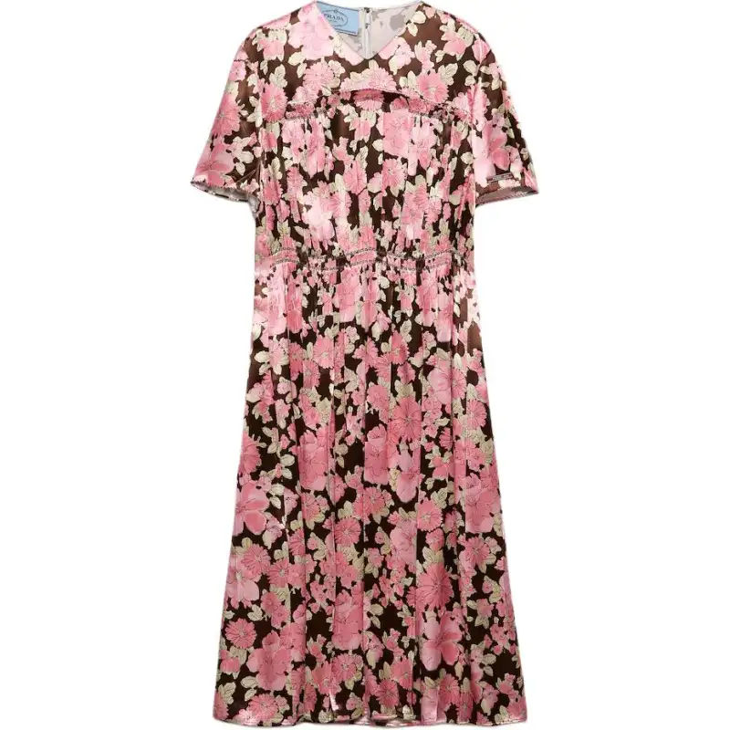 PRADA Embroidered Satin Dress