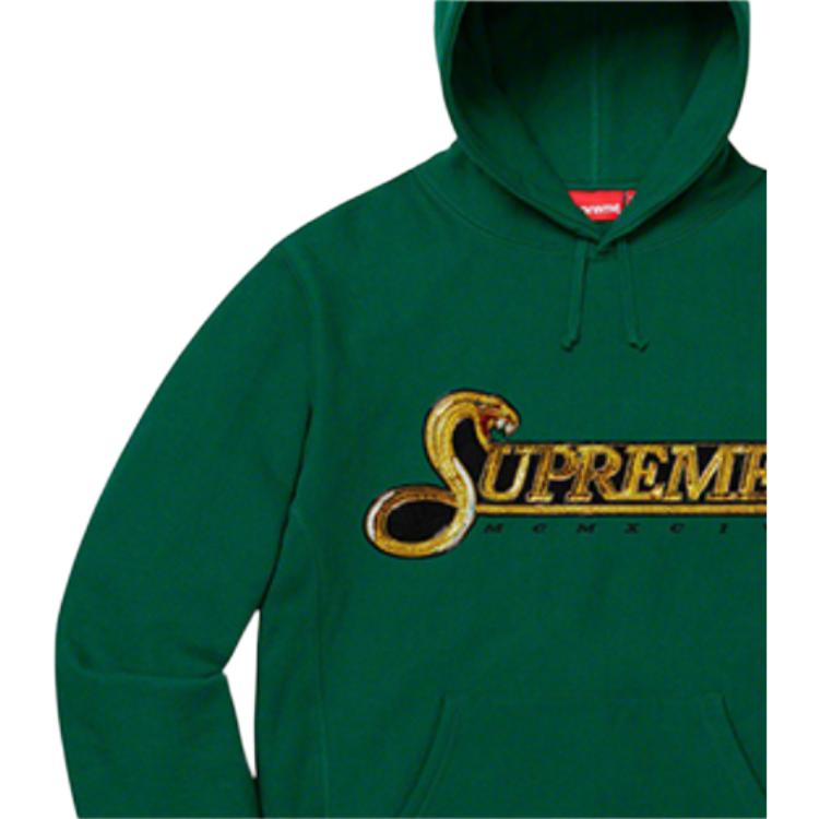 Худи Supreme Sequin Viper Hooded Sweatshirt (зеленое) — фото 2