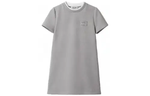 MIU MIU FW23 Short Sleeved Dress Women's Gray