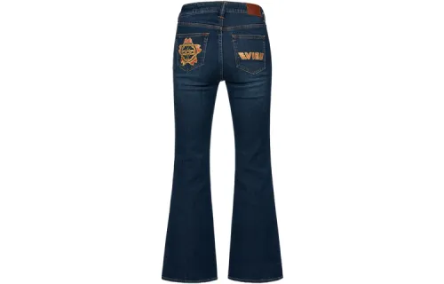 EVISU Jeans Women's Denim Blue Moderate Flared Pants