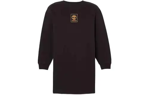 Timberland Long Sleeved Dresses Women's Black Crew Neck Moderate Short