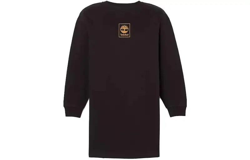 Timberland Long Sleeved Dresses Women's Black Crew Neck Moderate Short