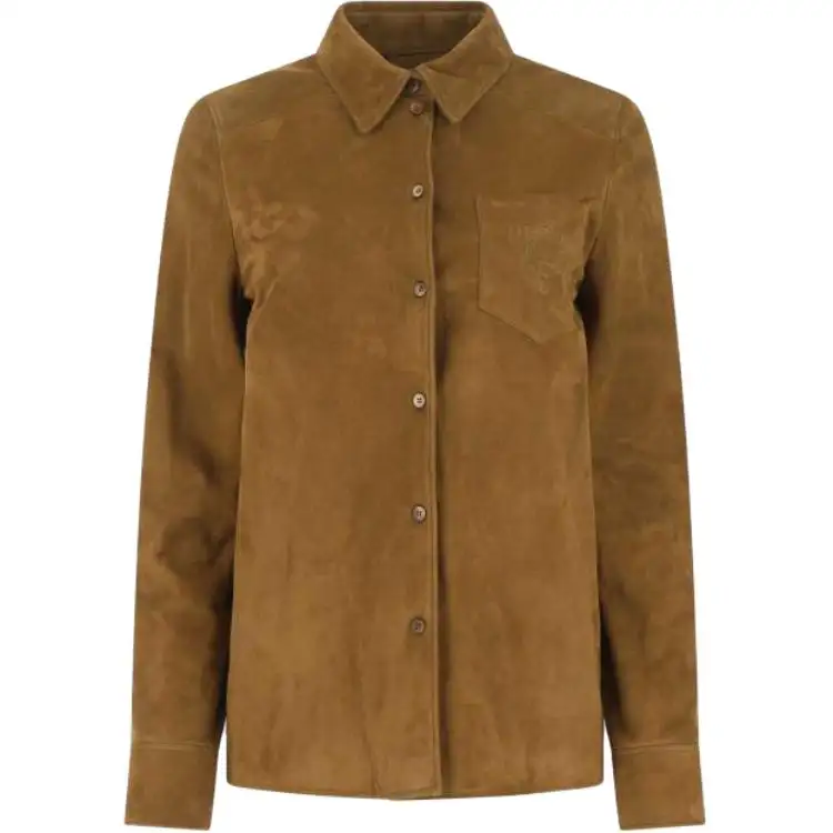 PRADA Shirts Women's Brown Lapel Moderate Other