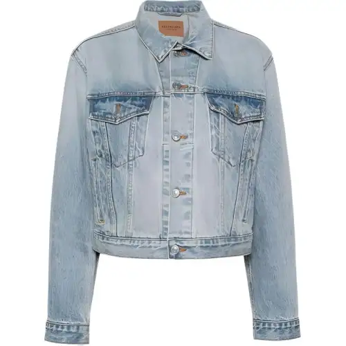 Balenciaga Collared Button Up Denim Jacket