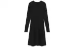 LACOSTE Long Sleeved Dresses Women's Black Crew Neck Moderate Mid Length
