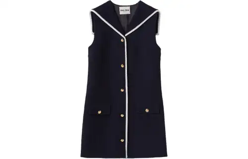 MIU MIU SS24 Sleeveless Dress Women's Marine Blue
