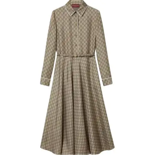 GUCCI Monogrammed Collared Shirt Dress