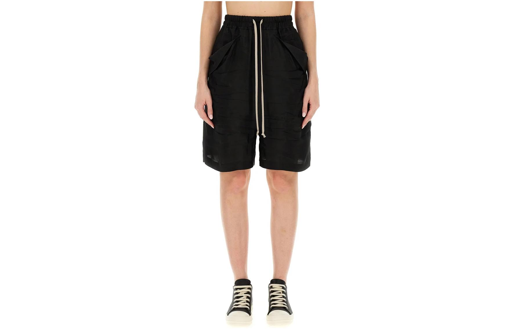 RICK OWENS Drop crotch Satin Shorts