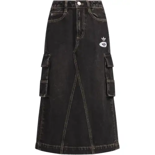 Adidas Originals Denim Long Skirt Women's Black