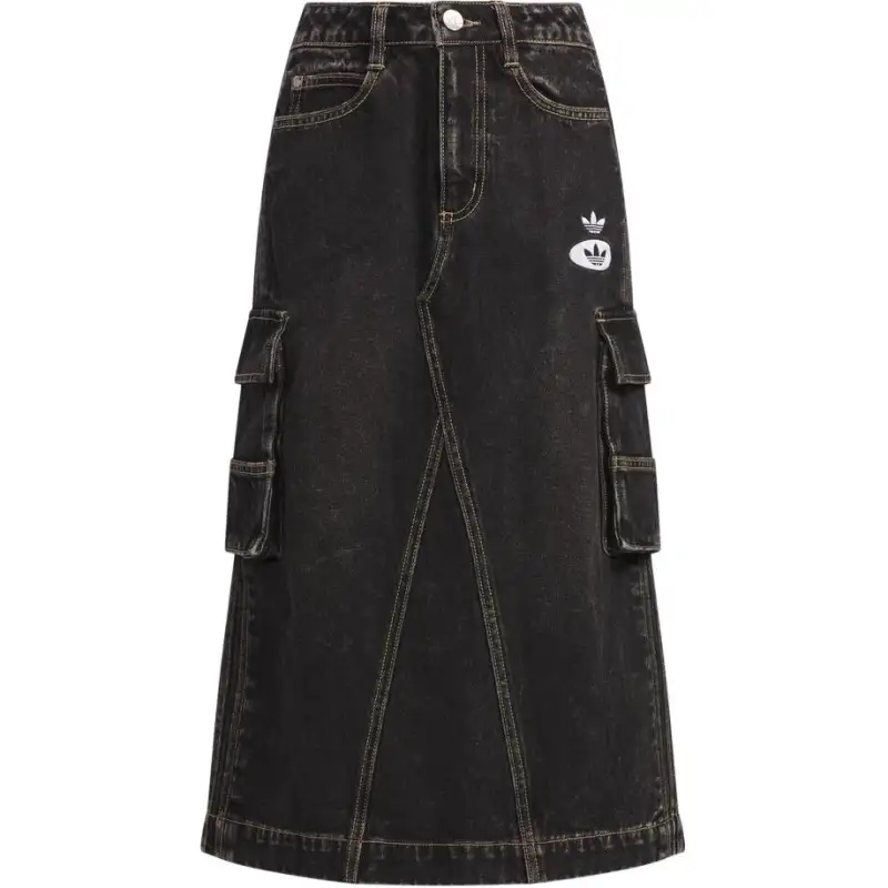 Adidas Originals Denim Long Skirt Women's Black