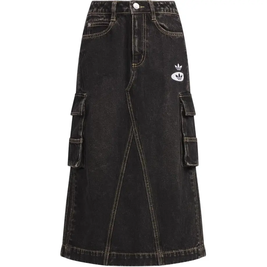 Adidas Originals Denim Long Skirt Women's Black