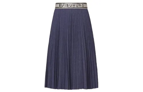 EVISU Casual Long Skirt Women's Heather Gray Blue