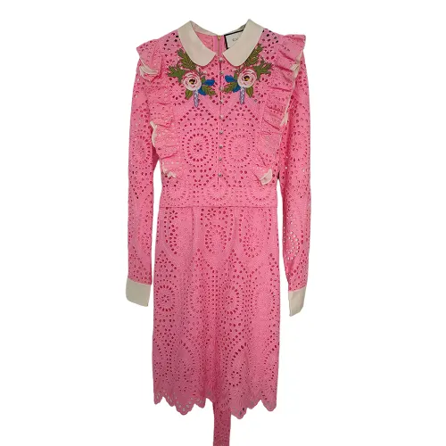 GUCCI Long Sleeved Dress Women's Pink