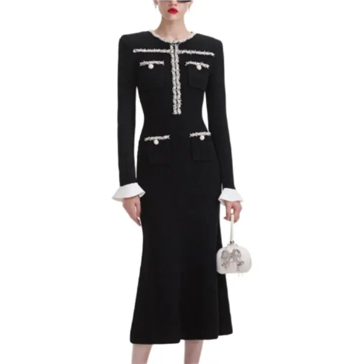 Self-portrait Embellished Trim Knitted Midi Dress