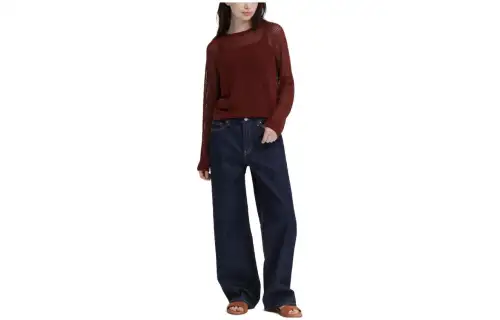 UNIQLO Jeans Women's Navy Blue Moderate Wide Leg Pants