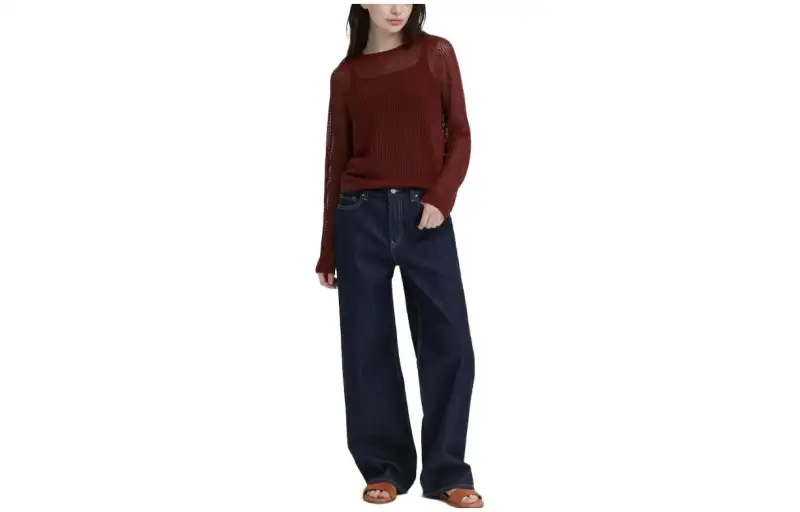 UNIQLO Jeans Women's Navy Blue Moderate Wide Leg Pants