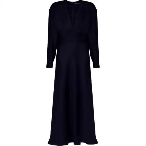 LOUIS VUITTON V-Neck Padded Shoulder Dress