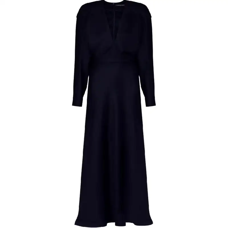 LOUIS VUITTON V-Neck Padded Shoulder Dress