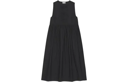 GANNI A Line Poplin Midi Dress