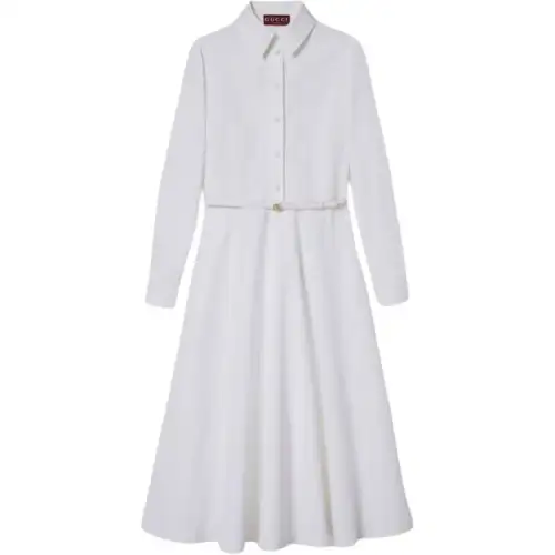 GUCCI SS25 Long Sleeved Dress Women's White