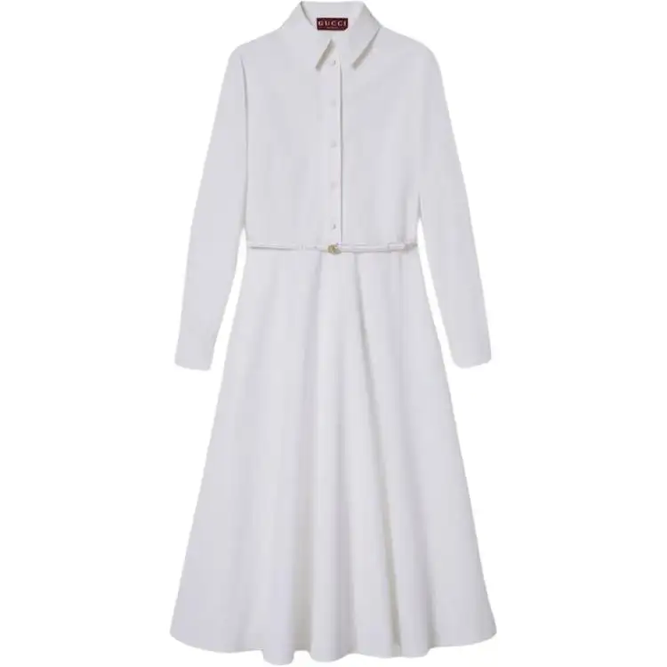 GUCCI SS25 Long Sleeved Dress Women's White