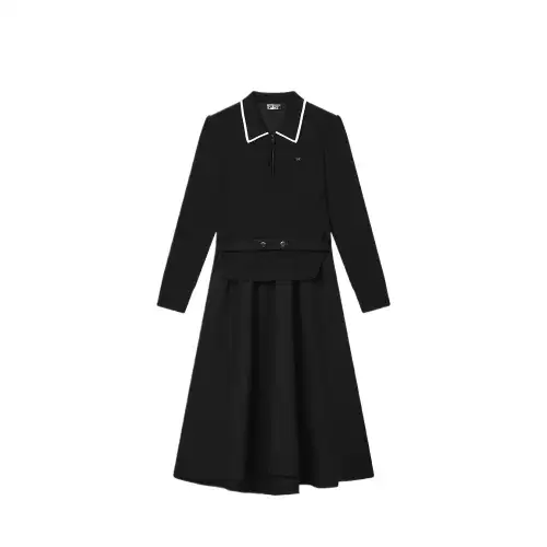 FILA WHITE SS25 Long Sleeved Dress Women's Jet Black