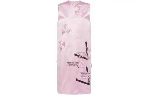 PRADA Sleeveless Dresses Women's Pink Purple Crew Neck Moderate Mid Length