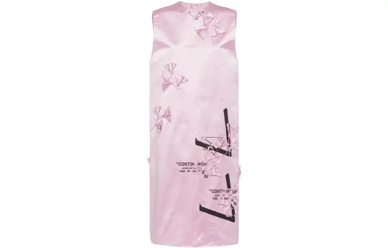 PRADA Sleeveless Dresses Women's Pink Purple Crew Neck Moderate Mid Length