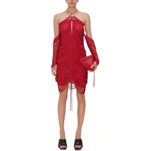 Bottega Veneta Long Sleeved Dress Women's Red