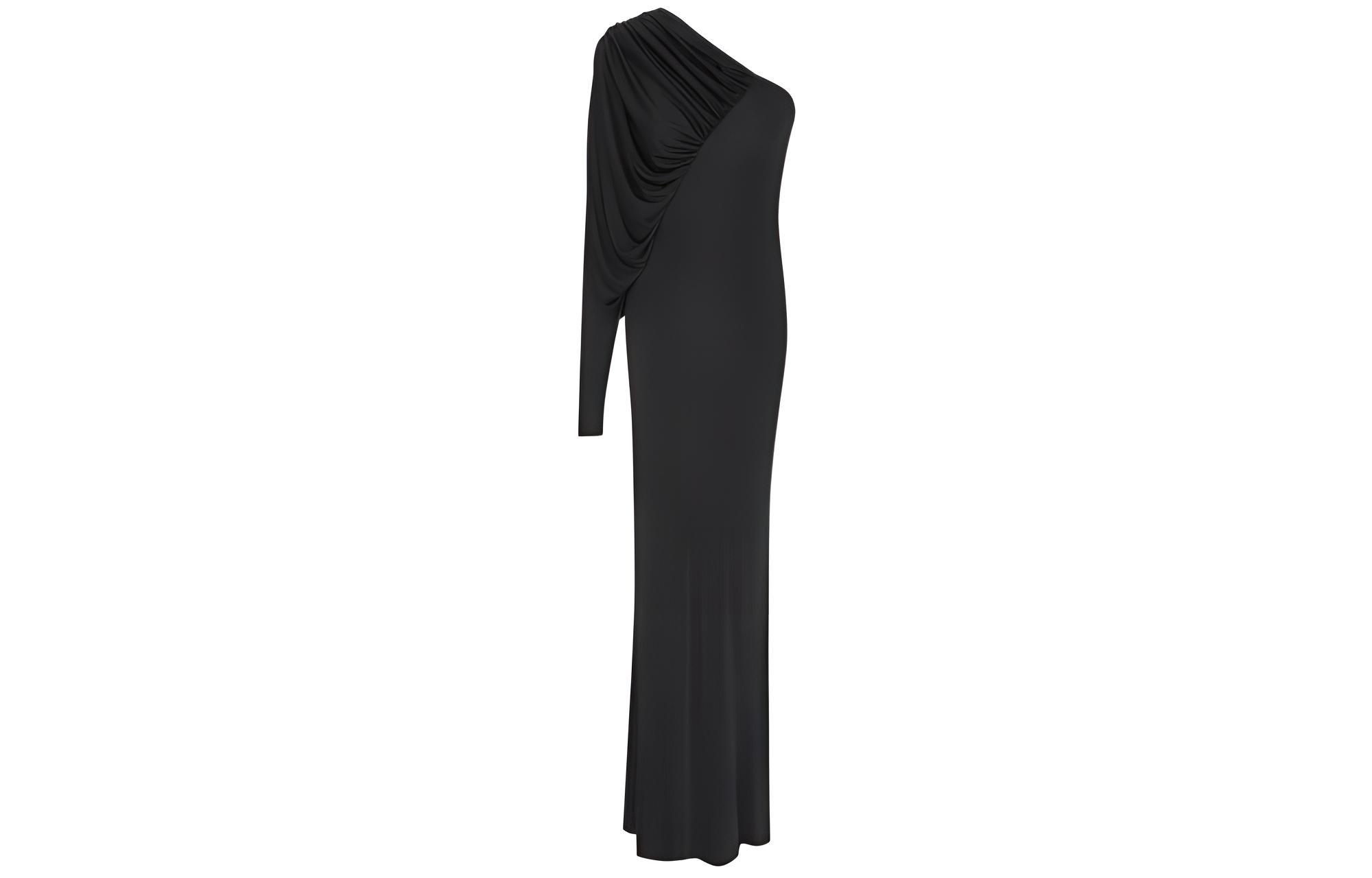 SAINT LAURENT Draped One Sleeved Dress