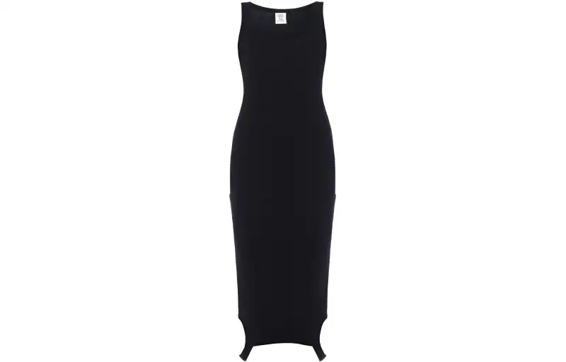 Vetements Sleeveless Dresses Women's Black Crew Neck Moderate Mid Length