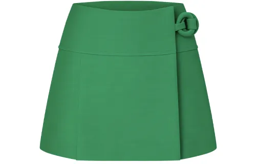 LOUIS VUITTON Wool Silk Double Ring Mini Wrap Skirt
