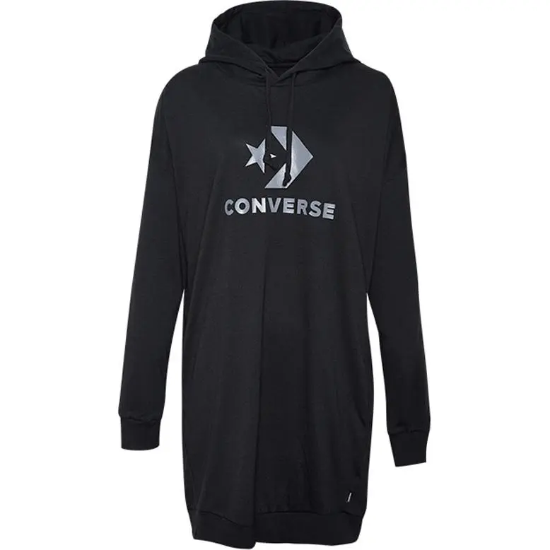 Converse Oversized PO Hoodie Jersey Dress Long Sleeved Dress Women's Black