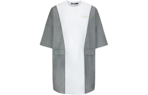 EVISU Short Sleeved Dresses Unisex White Crew Neck Moderate Mid Length