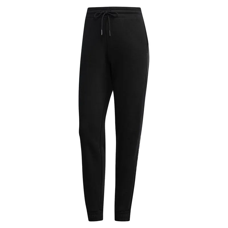 Adidas Casual Lace-Up Thermal Fleece-Lined Knitted Sweatpants Women's Black
