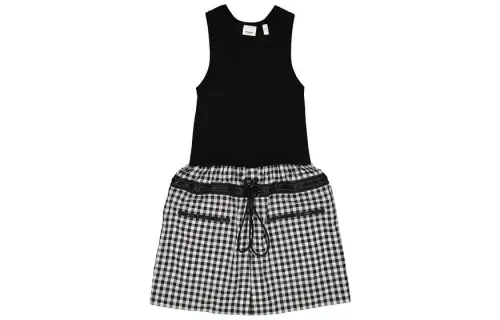 Fendi Gingham Drawstring Sleeveless Dress