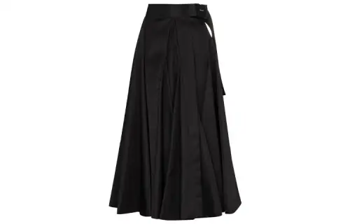 PRADA Solid Color Long Skirt Women's Black